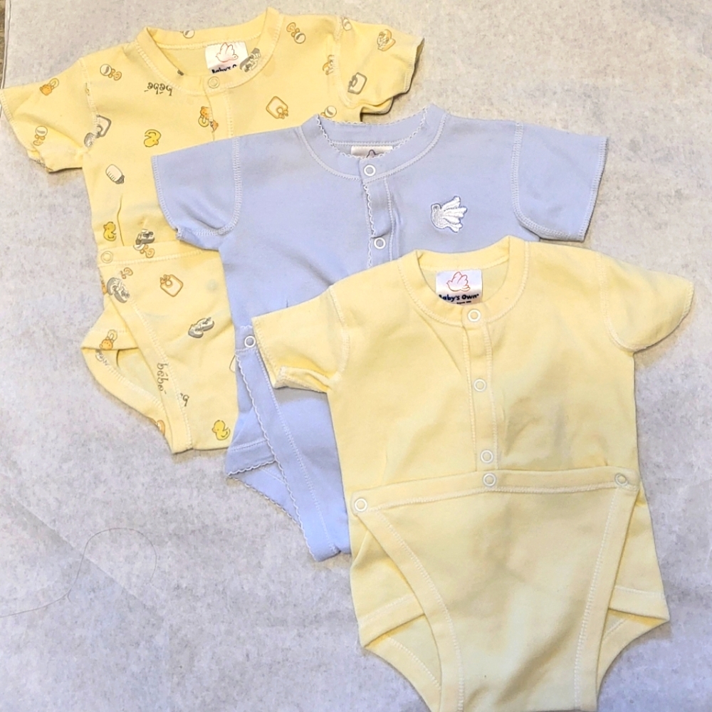 Three Baby's Own onesies/bodysuits with diaper covers